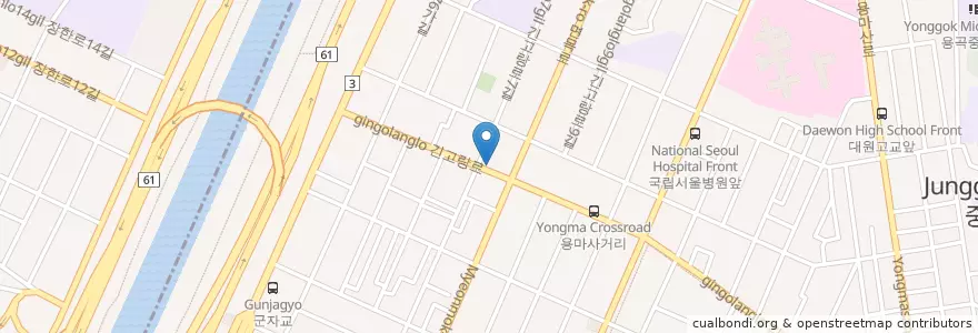 Mapa de ubicacion de 딸기노래연습장2F           즉석우동 en Corea Del Sur, Seúl, 광진구, 중곡1동.