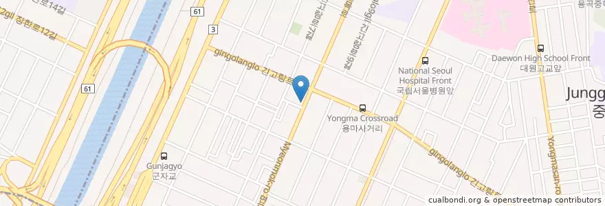 Mapa de ubicacion de 아이다 en Coreia Do Sul, Seul, 광진구, 중곡1동.