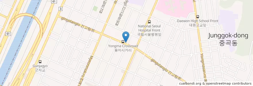 Mapa de ubicacion de 중곡동물병원 en كوريا الجنوبية, سول, 광진구, 중곡1동.