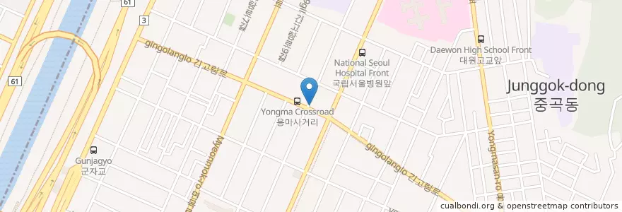 Mapa de ubicacion de 서울정형외과 en Corea Del Sud, Seul, 광진구, 중곡1동.