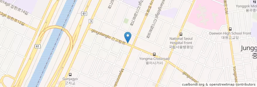 Mapa de ubicacion de 육구락부 en Corea Del Sud, Seul, 광진구, 중곡1동.