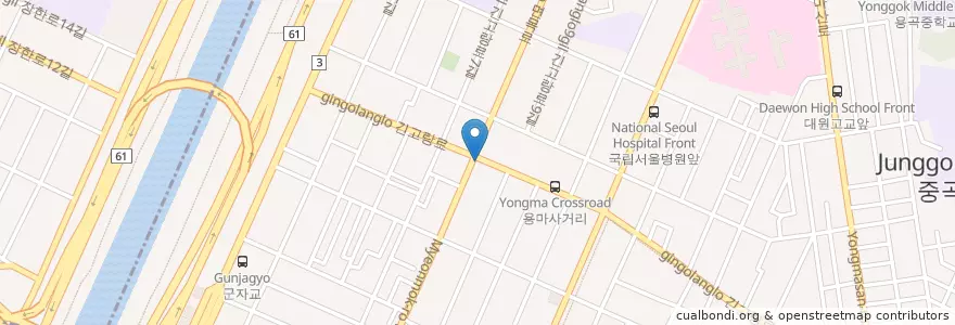 Mapa de ubicacion de 노명복정형외과 en 大韓民国, ソウル, 広津区, 중곡1동.
