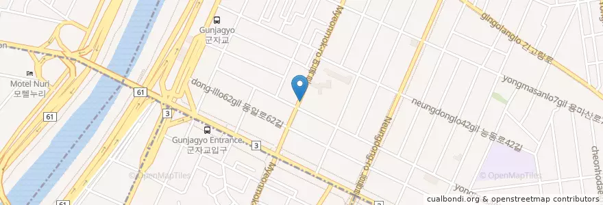 Mapa de ubicacion de 청담솥밥순대국          무한리필감자탕1인9000원 en South Korea, Seoul, Gwangjin-Gu, Junggok 1(Il)-Dong.