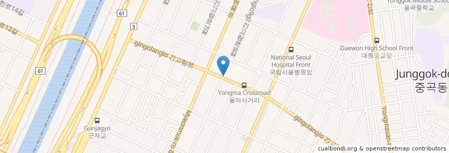 Mapa de ubicacion de 중국관(짱깨) en 대한민국, 서울, 광진구, 중곡1동.