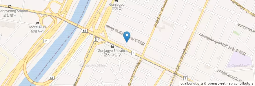 Mapa de ubicacion de 장흥식당 en Zuid-Korea, Seoel, 광진구, 중곡1동.
