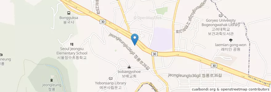 Mapa de ubicacion de 할매순대국-24h en 대한민국, 서울, 성북구.