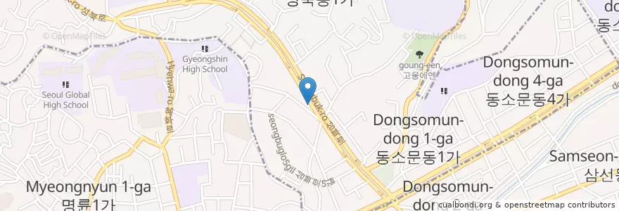 Mapa de ubicacion de 별미가정식집밥 en Coreia Do Sul, Seul, 성북구.
