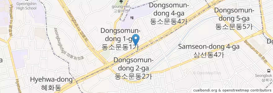 Mapa de ubicacion de 투다리 en 대한민국, 서울, 성북구.