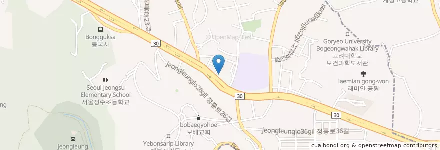 Mapa de ubicacion de 의정부부대찌개 en 대한민국, 서울, 성북구.