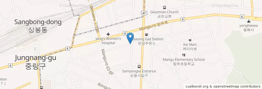 Mapa de ubicacion de 대관령쌈밥 en كوريا الجنوبية, سول, 중랑구, 망우본동.