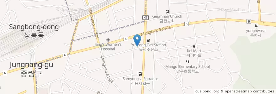 Mapa de ubicacion de 강릉손두부 en Zuid-Korea, Seoel, 중랑구, 망우본동.