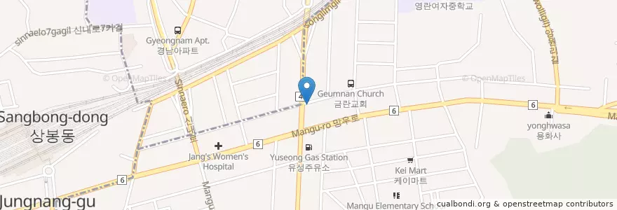 Mapa de ubicacion de 토끼의떡방아 en Zuid-Korea, Seoel, 중랑구, 망우본동.