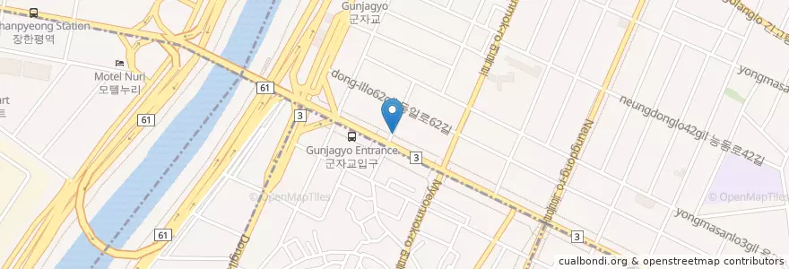 Mapa de ubicacion de 행복한식뷔페 en کره جنوبی, سئول, 광진구, 중곡1동.