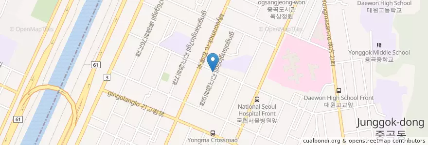 Mapa de ubicacion de 옵티마약국 en Güney Kore, Seul, 광진구, 중곡1동.