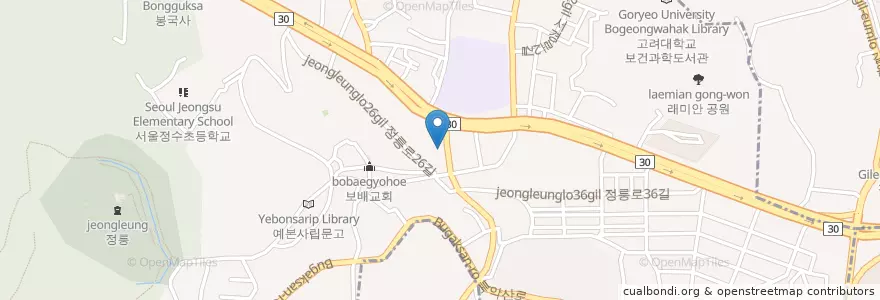 Mapa de ubicacion de 국민노래연습장 en 대한민국, 서울, 성북구.