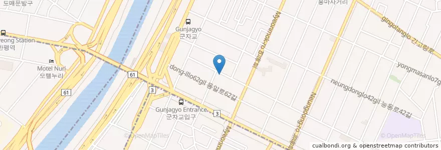 Mapa de ubicacion de 부자네(한식배달전문) en 韩国/南韓, 首尔, 廣津區, 중곡1동.