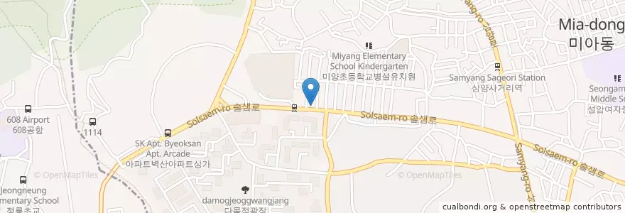 Mapa de ubicacion de 스마트동물병원 en 대한민국, 서울, 강북구, 삼양동.