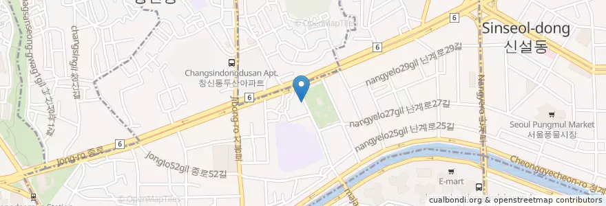 Mapa de ubicacion de 쥴리아나노래방 en Südkorea, Seoul, 종로구, 숭인2동.