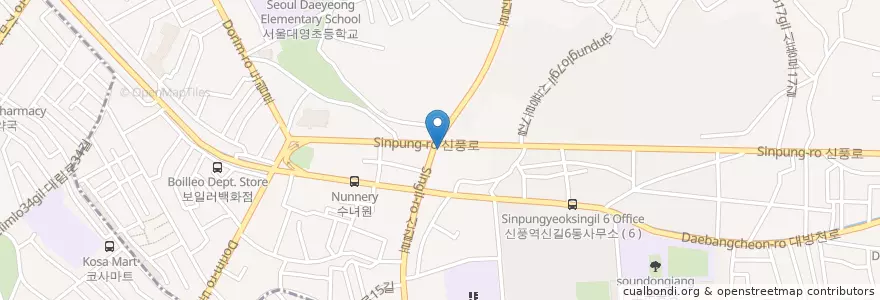 Mapa de ubicacion de 킹카 노래방 en Corée Du Sud, Séoul, 영등포구, 신길5동.