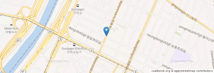 Mapa de ubicacion de 부둣가 en 대한민국, 서울, 광진구, 중곡1동.