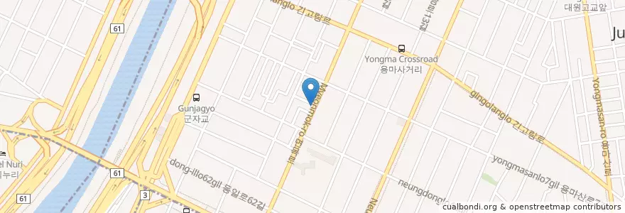 Mapa de ubicacion de 옛추억 en 대한민국, 서울, 광진구, 중곡1동.