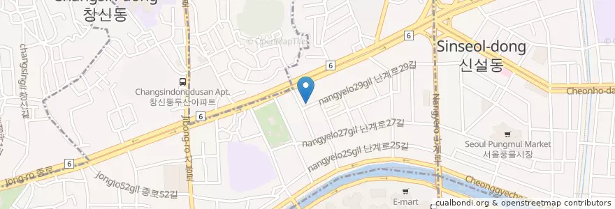 Mapa de ubicacion de 궁전노래주점 en كوريا الجنوبية, سول, 종로구, 숭인2동.