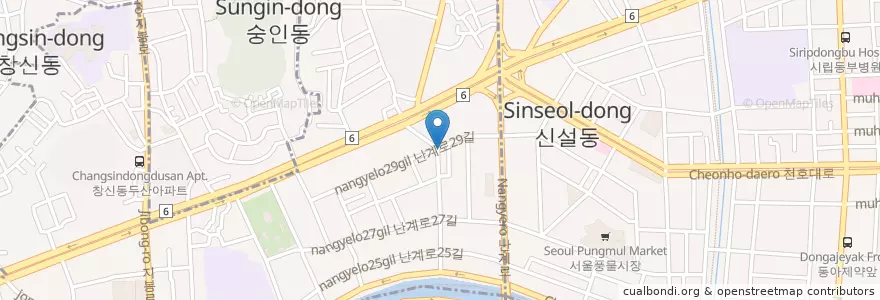 Mapa de ubicacion de 보약국수 en 大韓民国, ソウル, 숭인2동.