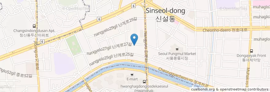 Mapa de ubicacion de 제일유료주차장 en كوريا الجنوبية, سول, 숭인2동.