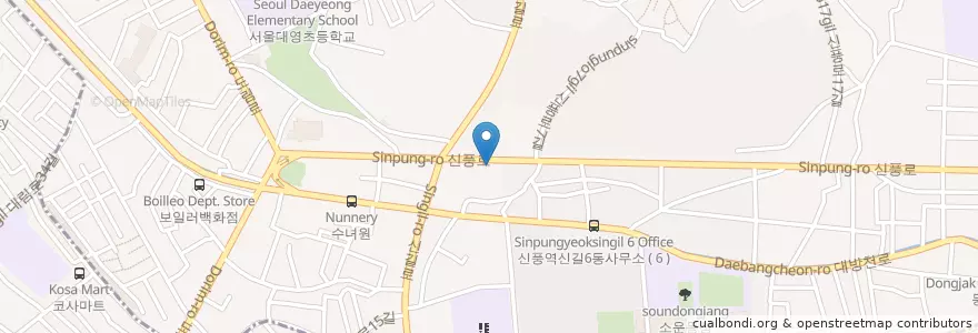 Mapa de ubicacion de 큰맘할매 순대국-24h en 대한민국, 서울, 영등포구.