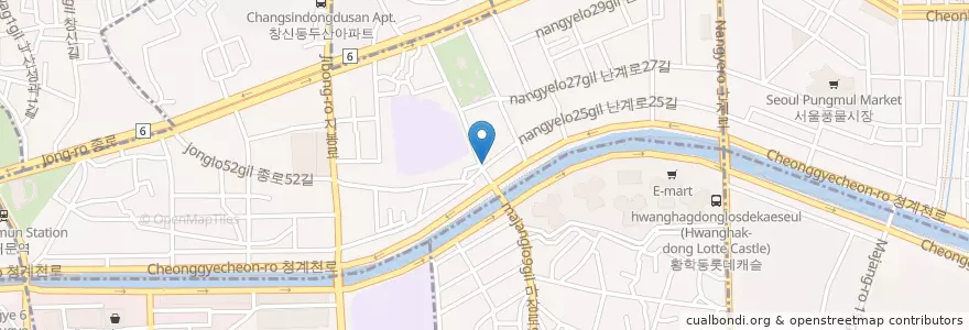 Mapa de ubicacion de 토스트 en 韩国/南韓, 首尔, 숭인2동.