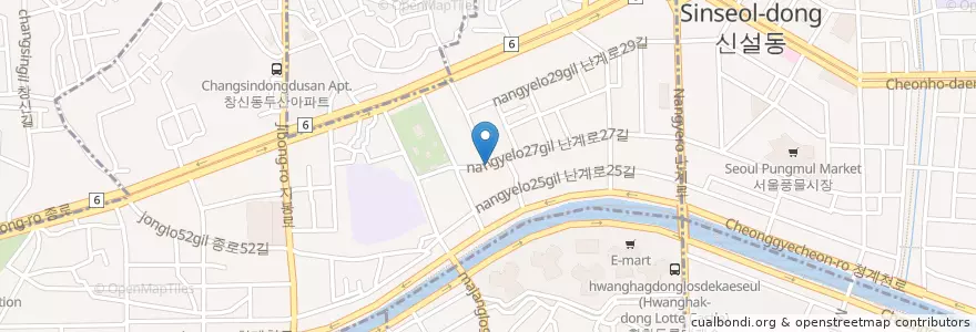 Mapa de ubicacion de 구천당한의원 en كوريا الجنوبية, سول, 종로구, 숭인2동.