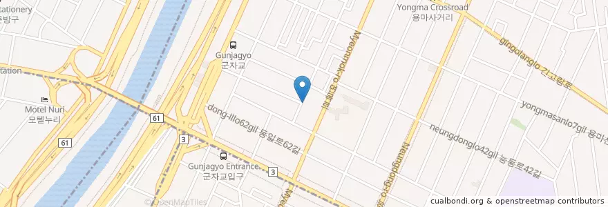 Mapa de ubicacion de 성연식당한식전문 en South Korea, Seoul, Gwangjin-Gu, Junggok 1(Il)-Dong.
