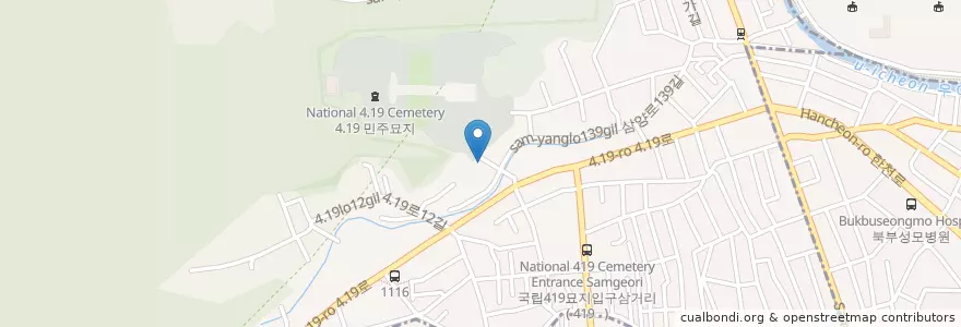 Mapa de ubicacion de 사19닭촌 en Corea Del Sur, Seúl, 강북구, 우이동.