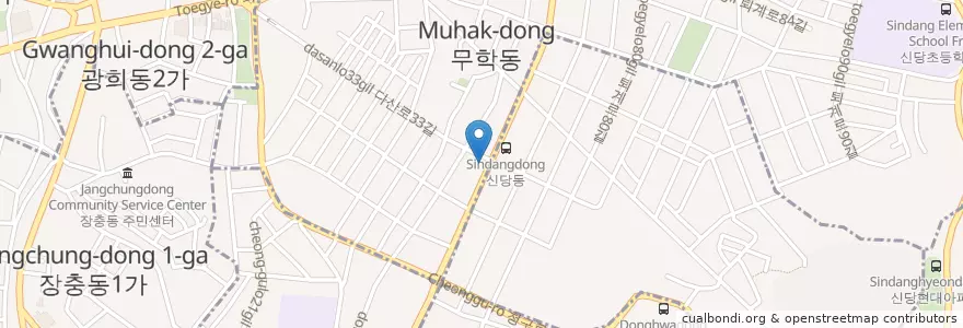Mapa de ubicacion de 신당동주민센터 en 대한민국, 서울, 중구.