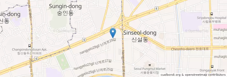 Mapa de ubicacion de 폭스노래연습장 en Coreia Do Sul, Seul, 숭인2동.