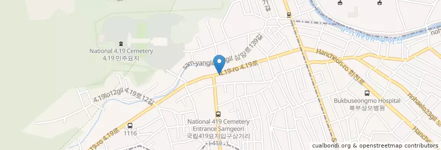 Mapa de ubicacion de 코리아나이트주점 en كوريا الجنوبية, سول, 강북구, 우이동.