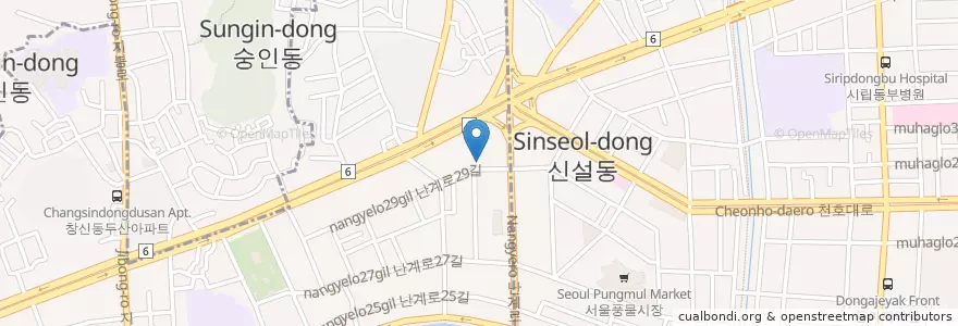 Mapa de ubicacion de 동인교회 en کره جنوبی, سئول, 숭인2동.