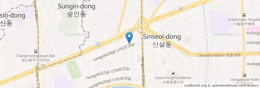 Mapa de ubicacion de 써니김밥 en 대한민국, 서울, 숭인2동.