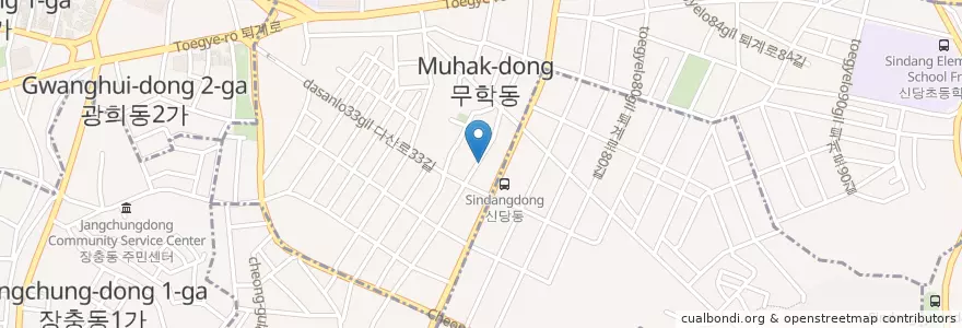 Mapa de ubicacion de 들국화 en South Korea, Seoul, Jung-Gu, Sindang-Dong.