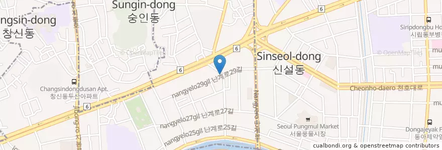 Mapa de ubicacion de 신의주부대찌개 en Güney Kore, Seul, 숭인2동.