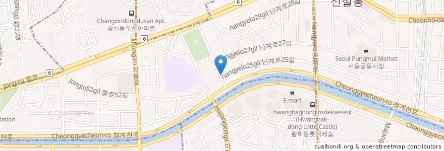Mapa de ubicacion de 유료주차장 en 대한민국, 서울, 종로구, 숭인2동.