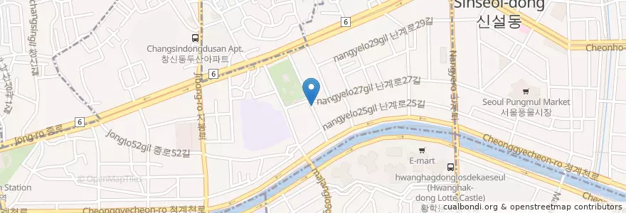 Mapa de ubicacion de 꽃돼지네 en Südkorea, Seoul, 종로구, 숭인2동.