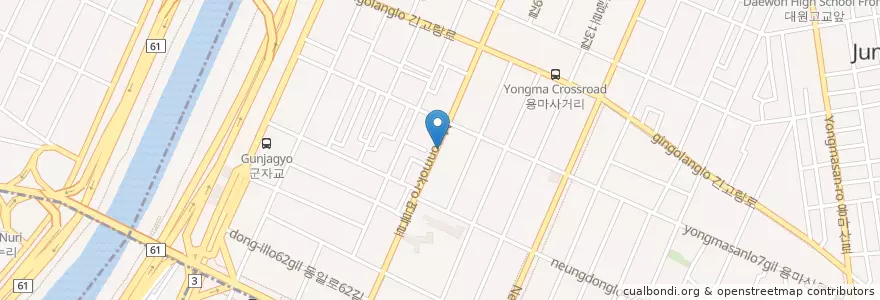 Mapa de ubicacion de 금잔화 en South Korea, Seoul, Gwangjin-Gu, Junggok 1(Il)-Dong.