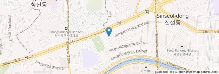 Mapa de ubicacion de 공이네파전 en Südkorea, Seoul, 종로구, 숭인2동.