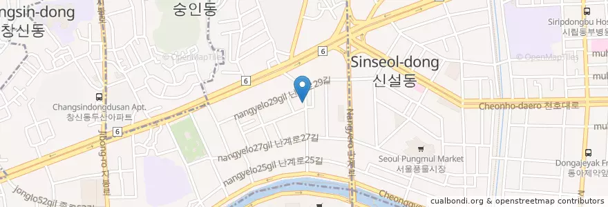 Mapa de ubicacion de sbs노래터 en Coreia Do Sul, Seul, 숭인2동.