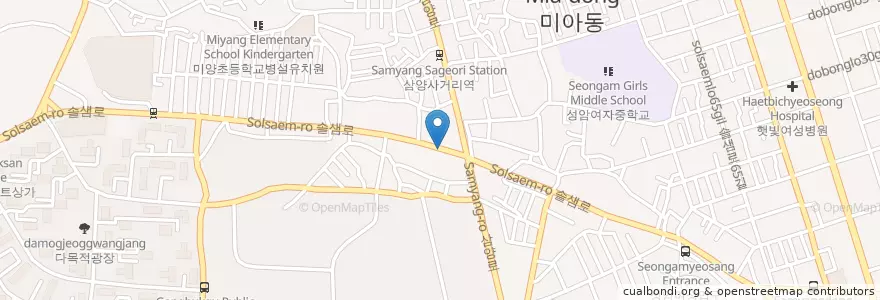 Mapa de ubicacion de Pizza hut en Südkorea, Seoul, 강북구, 삼양동, 송천동.