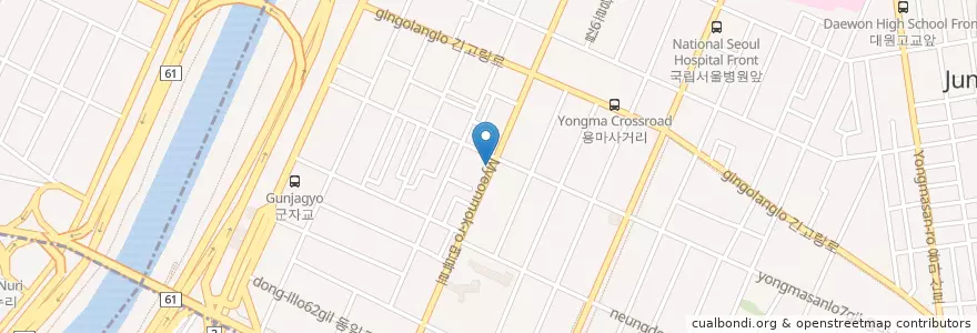Mapa de ubicacion de 은소라 en Güney Kore, Seul, 광진구, 중곡1동.