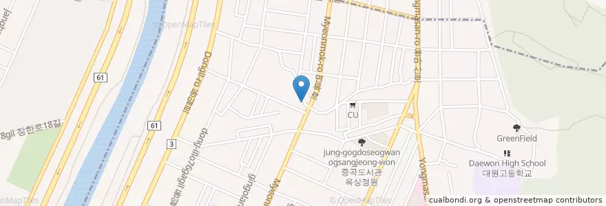 Mapa de ubicacion de 노래하는포차             설악영양탕 en Korea Selatan, 서울, 광진구, 중곡3동.