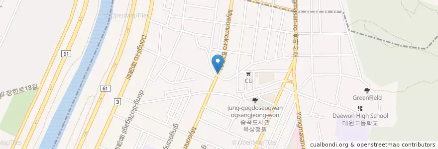 Mapa de ubicacion de 온누리약국 en 대한민국, 서울, 광진구, 중곡3동.
