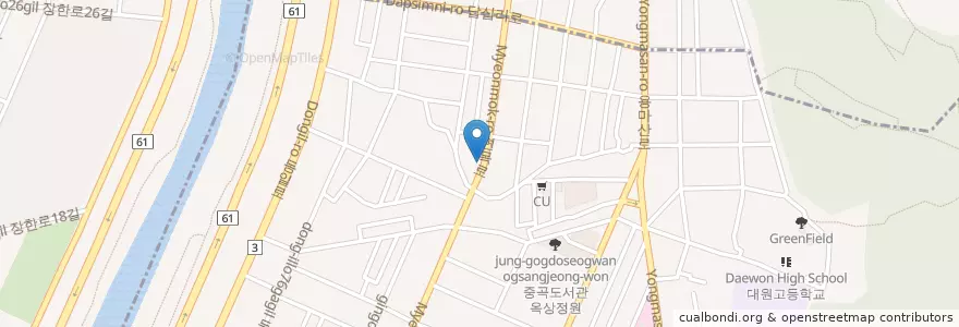 Mapa de ubicacion de 고고치킨포차 en Südkorea, Seoul, 광진구, 중곡3동.